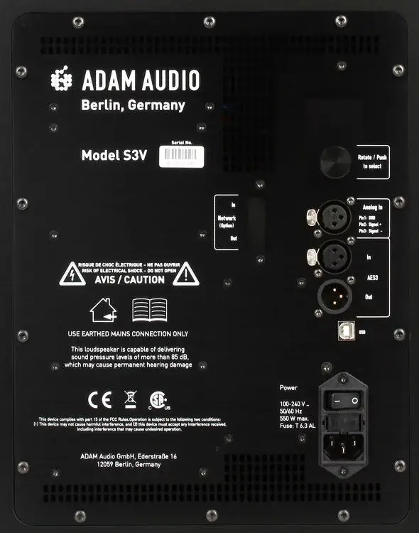 تنظیمات اسپیکر مانیتورینگ آدام آدیو ADAM Audio S3V