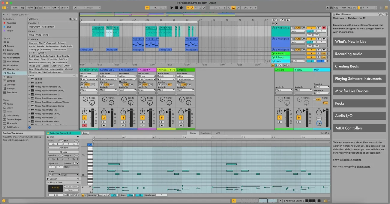 The Arrangement View in Ableton Live
