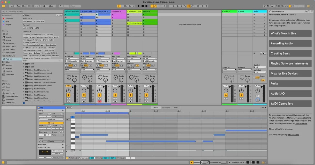 The Session View in Ableton Live
